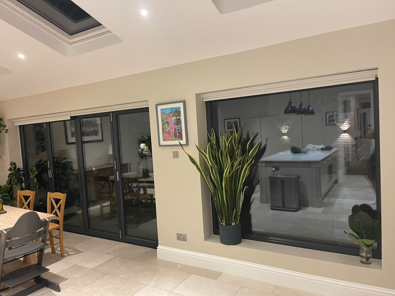 Painted walls and window reveal beside patio doors in a Wandsworth home