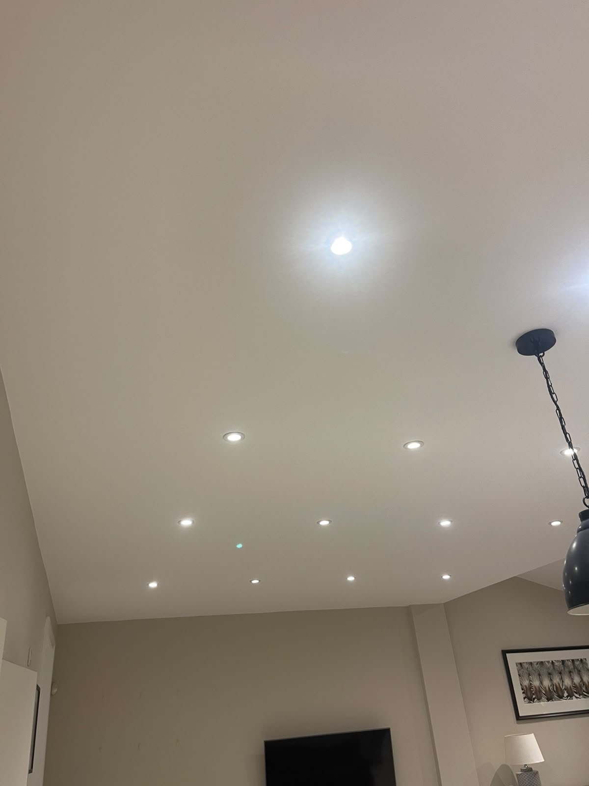 Painted ceiling with recessed lighting in a Wandsworth property